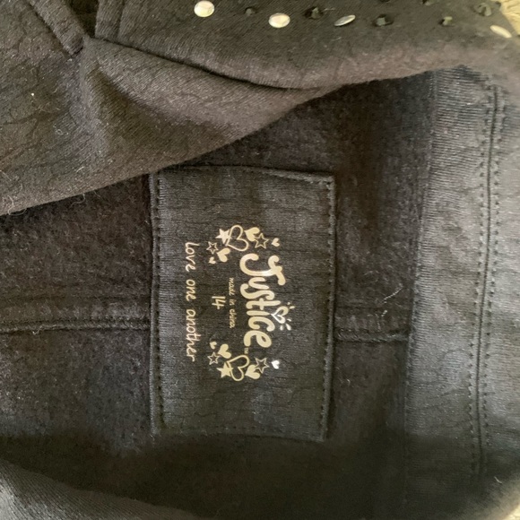 Girls Justice Black w Silver Studs Jacket - Picture 2 of 5
